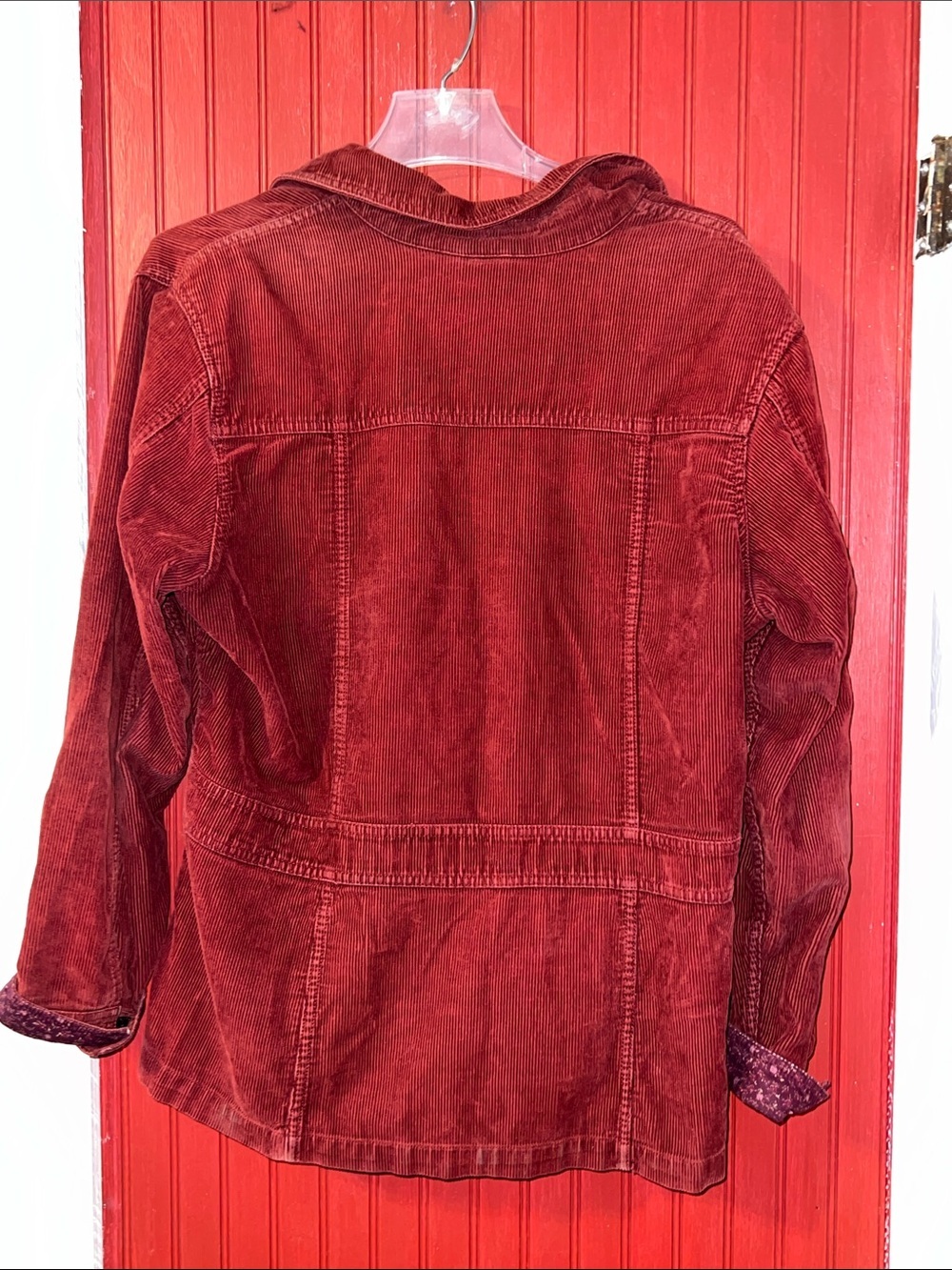 Eddie Bauer Corduroy Button-Front Jacket in Rust Red - Picture 3 of 8